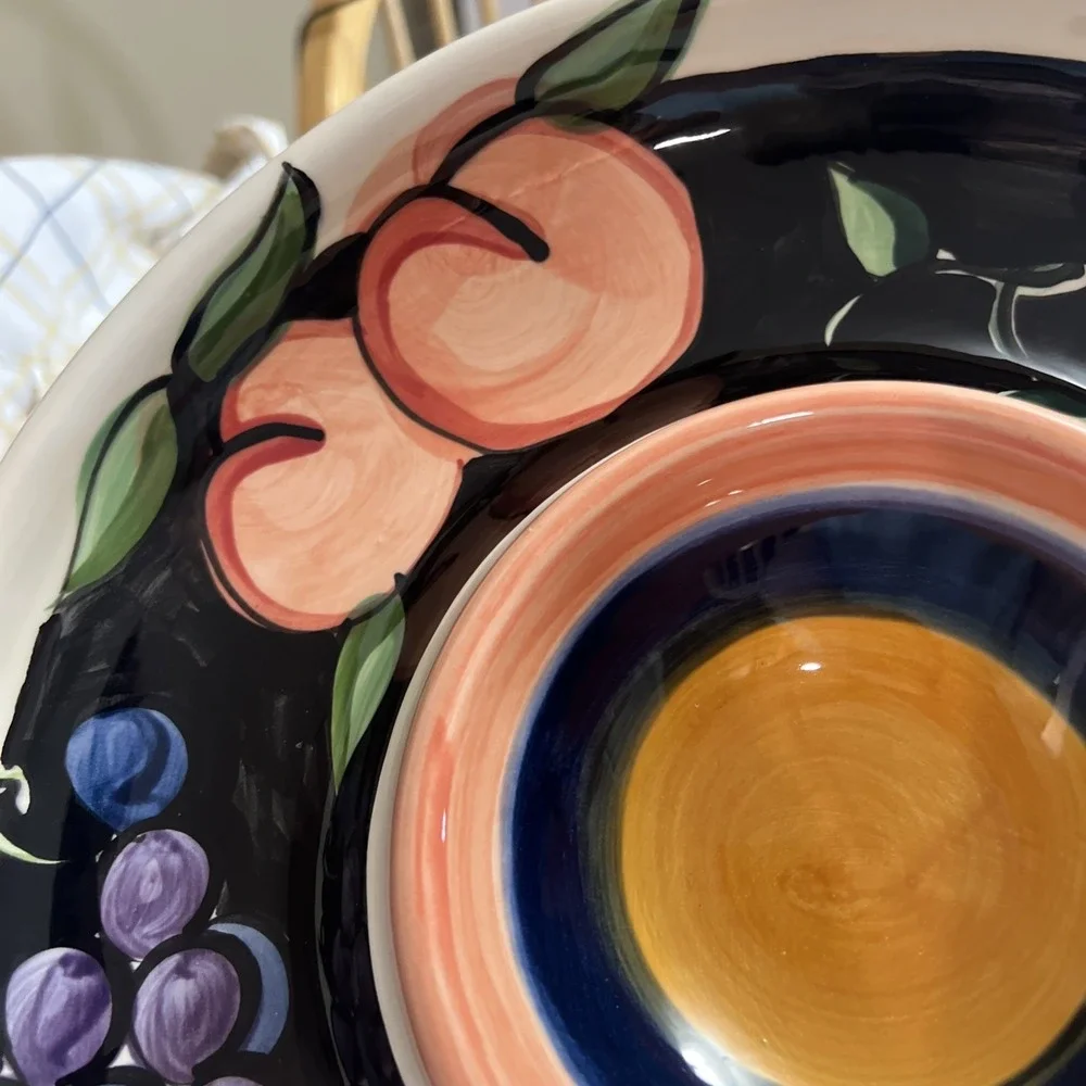 Vicki Carroll Hand Painted Fruit Chip & Dip Platter 12
